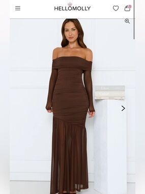 Hello Molly Brown off-the-shoulder Ruched Mesh Maxi Dress